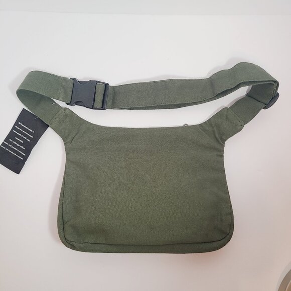 Olive Green Embroidered Fanny Pack - Boho Floral Design - Picture 3 of 11